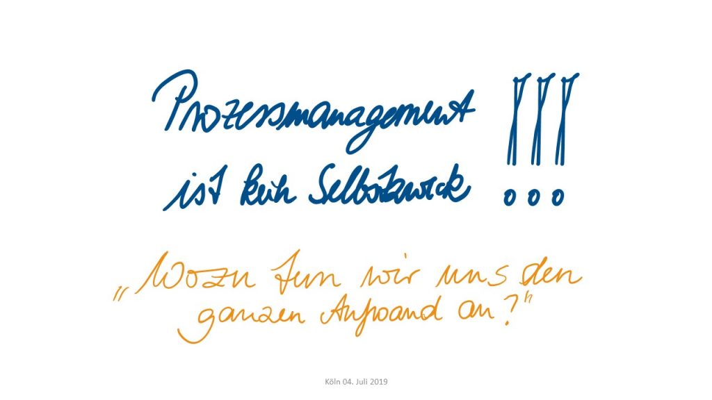 Prozessmanagement ist kein Selbstzweck!!! Wozu tun wir uns das an?